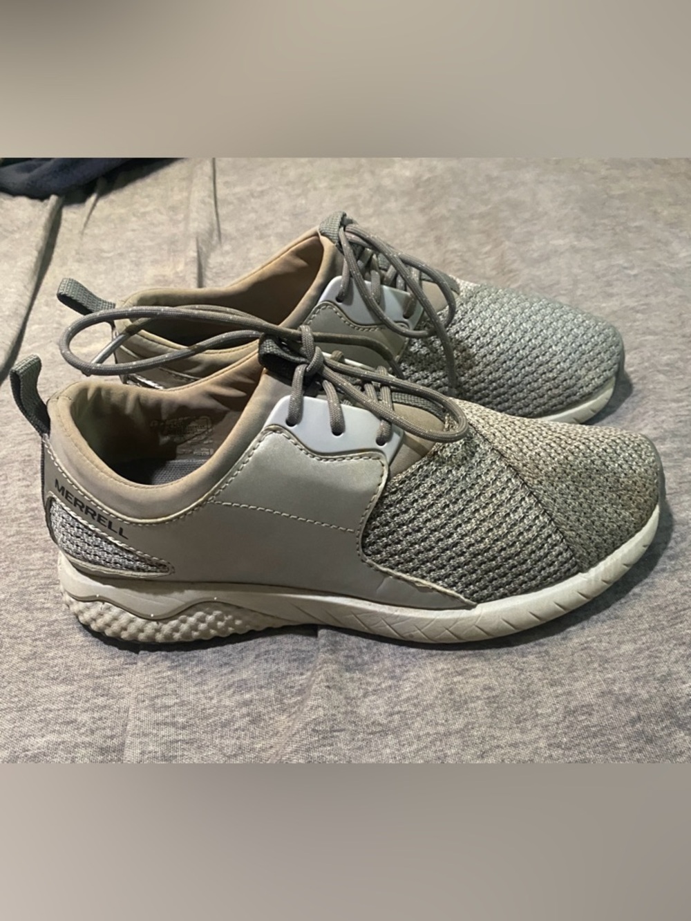 Merrell Light Gray Knit Lace-Up Slip-On Sneakers